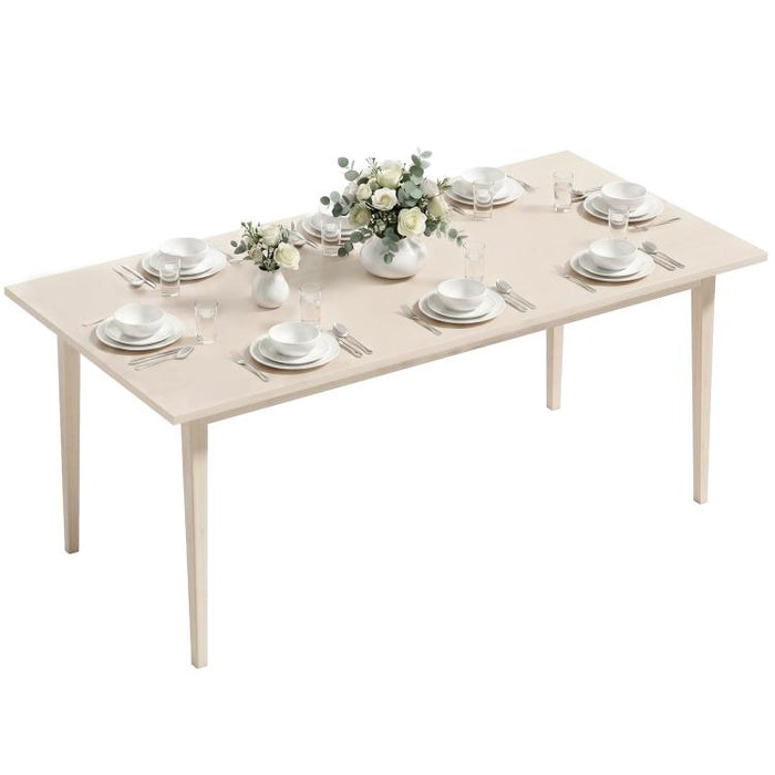 Esstisch für 8 Personen, Moderner Küchentisch mit Massivholzbeinen, 180 cm, Creme