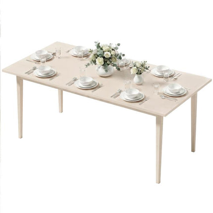 Esstisch für 8 Personen, Moderner Küchentisch mit Massivholzbeinen, 180 cm, Creme