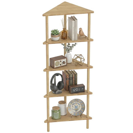 5-Tier Bamboo Corner Shelf, 41.5x21.5x114 cm, Wood