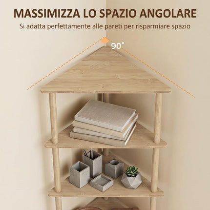 5-Tier Bamboo Corner Shelf, 41.5x21.5x114 cm, Wood