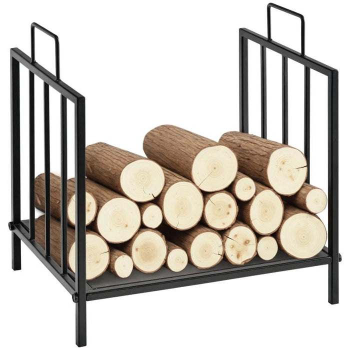 Indoor/Outdoor Metal Firewood Holder (Max 25kg) with 2 Handles, 44.5x33x46.5 cm, Black