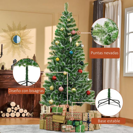 árbol de Navidad Artificial de 210 cm con 968 Ramas Decoración Navide?a para Interior Fiestas ?100x210 cm Verde