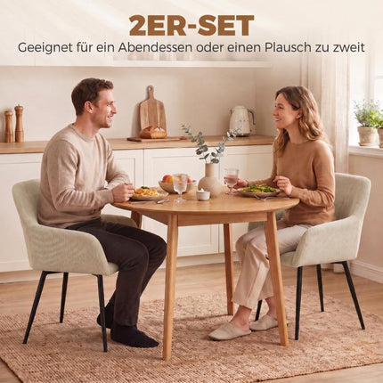 Esszimmerstühle 2er-Set, gepolsterte Küchenstühle mit Metallbeinen, cremewei?