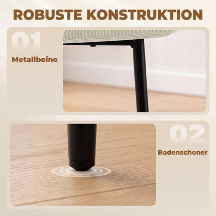 Esszimmerstühle 2er-Set, gepolsterte Küchenstühle mit Metallbeinen, cremewei?