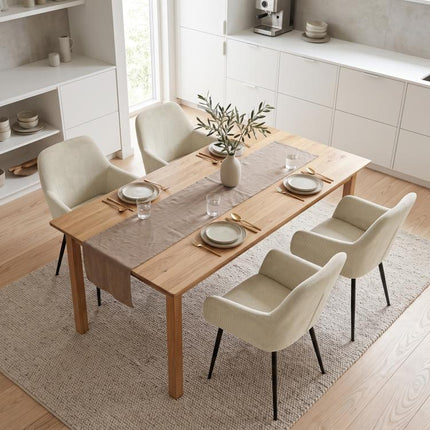 Esszimmerstühle 2er-Set, gepolsterte Küchenstühle mit Metallbeinen, cremewei?