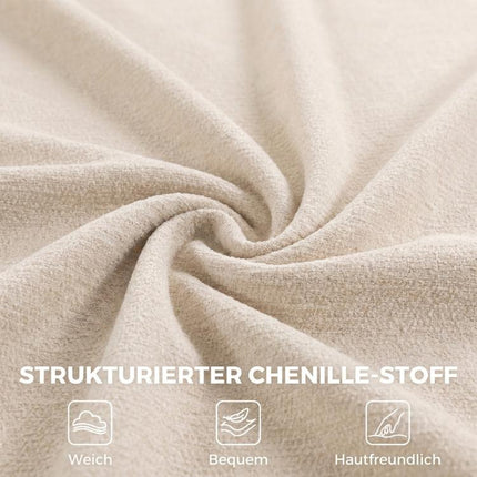 360° drehbarer Loungesessel mit Hocker, h?henverstellbar, Chenille-Bezug, mit Lendenkissen, Cremewei?