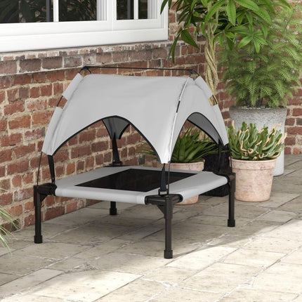 Elevated Dog Bed with Canopy, Raised Outdoor Pet Bed for Camping with Washable Breathable Mesh, 30 inch x 24 inch x 27 inch