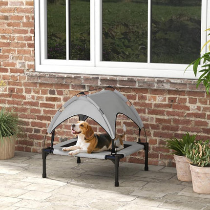 Elevated Dog Bed with Canopy, Raised Outdoor Pet Bed for Camping with Washable Breathable Mesh, 30 inch x 24 inch x 27 inch