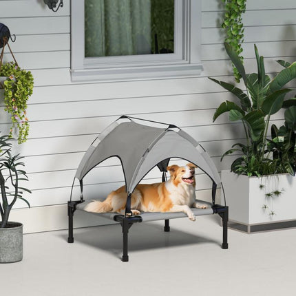 Elevated Dog Bed with Canopy, Raised Outdoor Pet Bed for Camping with Washable Breathable Mesh, 30 inch x 24 inch x 27 inch