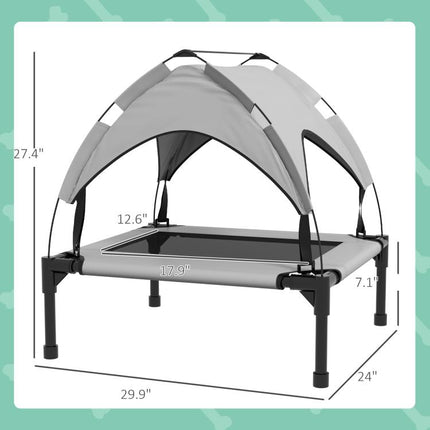 Elevated Dog Bed with Canopy, Raised Outdoor Pet Bed for Camping with Washable Breathable Mesh, 30 inch x 24 inch x 27 inch