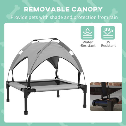 Elevated Dog Bed with Canopy, Raised Outdoor Pet Bed for Camping with Washable Breathable Mesh, 30 inch x 24 inch x 27 inch