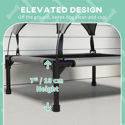Elevated Dog Bed with Canopy, Raised Outdoor Pet Bed for Camping with Washable Breathable Mesh, 30 inch x 24 inch x 27 inch