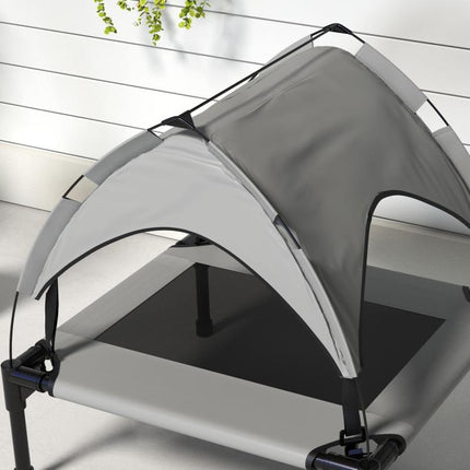 Elevated Dog Bed with Canopy, Raised Outdoor Pet Bed for Camping with Washable Breathable Mesh, 30 inch x 24 inch x 27 inch