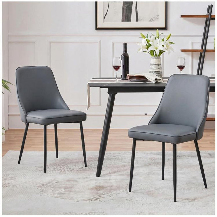 Modern Dining Chairs Set of 2, Faux Leather Upholstered Dining Room Chair Kitchen Chairs Dinner Side Chair with Curved Back and Metal Legs for Kitchen, Dining Room, Living Room, Brown