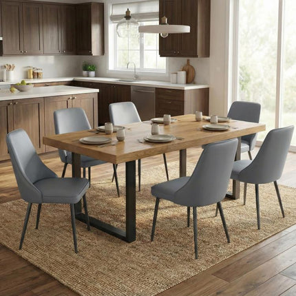 Modern Dining Chairs Set of 2, Faux Leather Upholstered Dining Room Chair Kitchen Chairs Dinner Side Chair with Curved Back and Metal Legs for Kitchen, Dining Room, Living Room, Brown