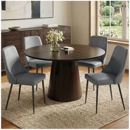 Modern Dining Chairs Set of 2, Faux Leather Upholstered Dining Room Chair Kitchen Chairs Dinner Side Chair with Curved Back and Metal Legs for Kitchen, Dining Room, Living Room, Brown