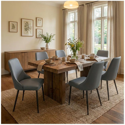 Modern Dining Chairs Set of 2, Faux Leather Upholstered Dining Room Chair Kitchen Chairs Dinner Side Chair with Curved Back and Metal Legs for Kitchen, Dining Room, Living Room, Brown