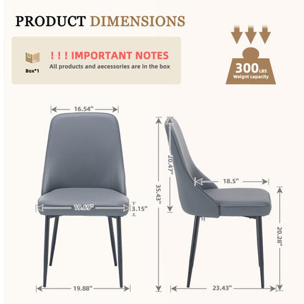 Modern Dining Chairs Set of 2, Faux Leather Upholstered Dining Room Chair Kitchen Chairs Dinner Side Chair with Curved Back and Metal Legs for Kitchen, Dining Room, Living Room, Brown