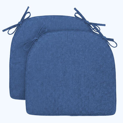 Chair Cushions for Dining Chairs Set of 2, D-Shaped Seat Cushion for Kitchen Chairs with Removable Cover and Ties, Indoor Chair Pads for Dining Room, Kitchen, 17 inch x 17 inch x 2.56 inch, Blue
