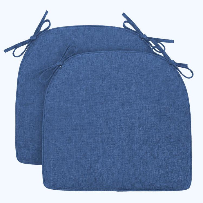 Chair Cushions for Dining Chairs Set of 2, D-Shaped Seat Cushion for Kitchen Chairs with Removable Cover and Ties, Indoor Chair Pads for Dining Room, Kitchen, 17 inch x 17 inch x 2.56 inch, Blue