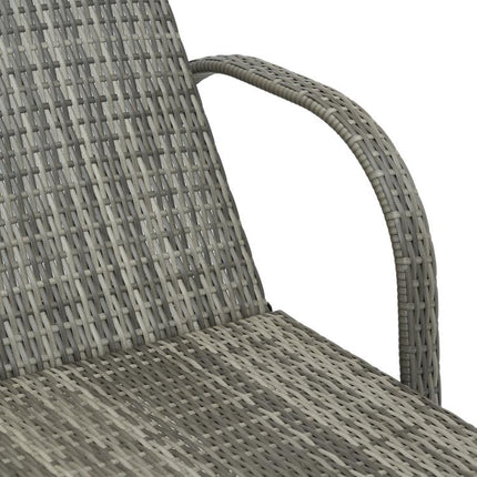 2 Reclining Chaise Lounge Chairs, Rolling Outdoor Chairs with Cushion, Pillow, Headrest, Armrests, and Wheels, Gray