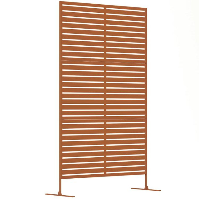 Decorative Privacy Fence Screen, Metal Outdoor Privacy Screen Climbing Plant Trellis with Stand, 78 inch H x 48 inch W, Brown