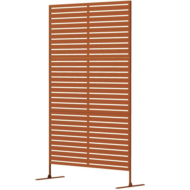 Decorative Privacy Fence Screen, Metal Outdoor Privacy Screen Climbing Plant Trellis with Stand, 78 inch H x 48 inch W, Brown