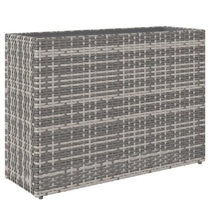 Tall Rectangular Planter with Removable Liner, Holes, PE Wicker Large Planter Box for Indoor Outdoor Plants, Gray