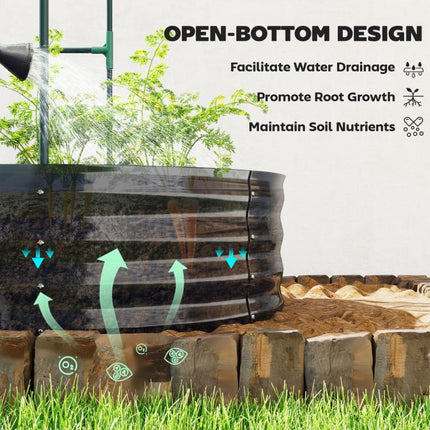 Galvanised Raised Garden Bed with Arched Trellis, 5 x 3 x 6ft Metal Outdoor Planter Box with Open Bottom, Dark Gray