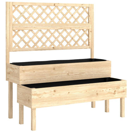2-Tier Raised Garden Bed with Trellis, Elevated Planter Box for Climbing Plants, Natural