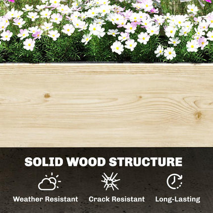2-Tier Raised Garden Bed with Trellis, Elevated Planter Box for Climbing Plants, Natural