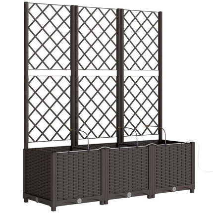 3PCS Plastic Planter Box with Trellis, Self-Watering Raised Garden Bed with Trellis and Automatic Watering Timer Kit