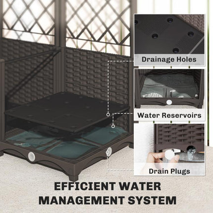 3PCS Plastic Planter Box with Trellis, Self-Watering Raised Garden Bed with Trellis and Automatic Watering Timer Kit