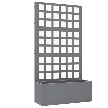 Galvanized Raised Garden Bed Planter Box with Trellis for Climbing Plants, Vegetable, Vines, 24 inch x 9 inch x 44.5 inch, Gray