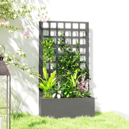 Galvanized Raised Garden Bed Planter Box with Trellis for Climbing Plants, Vegetable, Vines, 24 inch x 9 inch x 44.5 inch, Gray