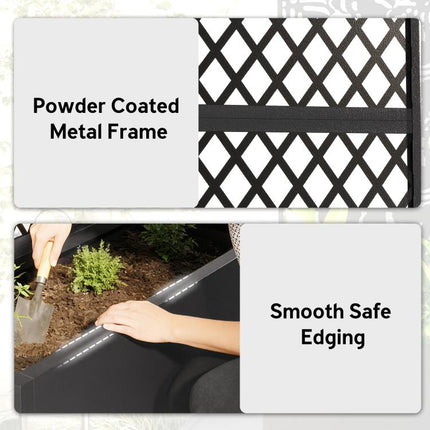 Metal Planter Box with Trellis, Raised Garden Bed with Trellis, Diamond Lattice Privacy Planter for Climbing Plants