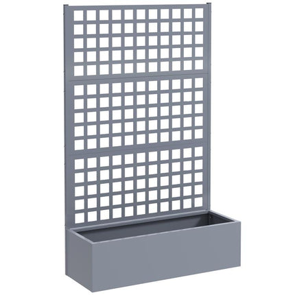 Galvanized Raised Garden Bed Planter Box with Trellis for Climbing Plants, Vegetable, Vines, 43 inch x 16 inch x 70 inch, Gray