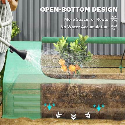 8.6 x 3 x 1ft Metal Planter Box with Mini Greenhouse, Galvanized Raised Garden Bed with Cover, Green and Silver