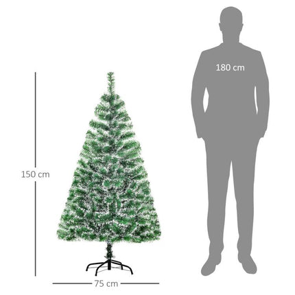 Albero di Natale Artificiale da 416 Rami in PET con Base in Metallo, ?75x150 cm, Verde