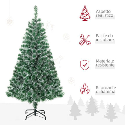 Albero di Natale Artificiale da 416 Rami in PET con Base in Metallo, ?75x150 cm, Verde