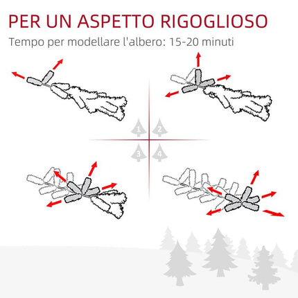 Albero di Natale Artificiale da 416 Rami in PET con Base in Metallo, ?75x150 cm, Verde