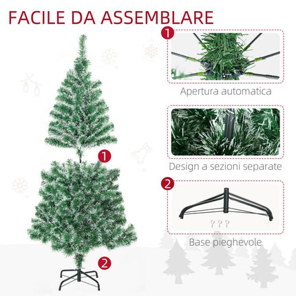 Albero di Natale Artificiale da 416 Rami in PET con Base in Metallo, ?75x150 cm, Verde