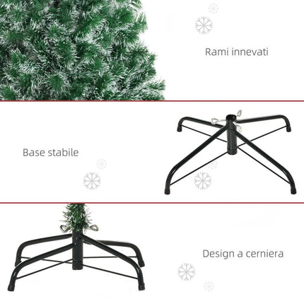 Albero di Natale Artificiale da 416 Rami in PET con Base in Metallo, ?75x150 cm, Verde