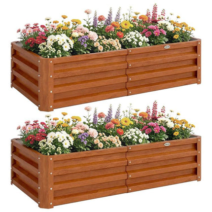 Galvanized Raised Garden Bed, 4 feet x 2 feet x 1 feet Metal Planter Box, for Growing Vegetables, Flowers, Herbs, Succulents, Brown