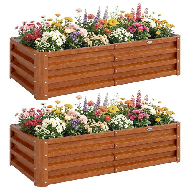 Galvanized Raised Garden Bed, 4 feet x 2 feet x 1 feet Metal Planter Box, for Growing Vegetables, Flowers, Herbs, Succulents, Brown