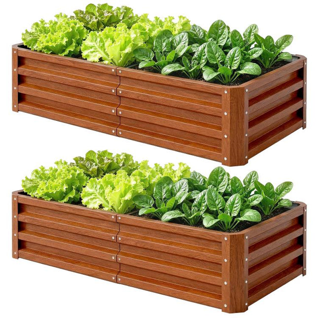 Galvanized Raised Garden Bed, 4 feet x 2 feet x 1 feet Metal Planter Box, for Growing Vegetables, Flowers, Herbs, Succulents, Brown
