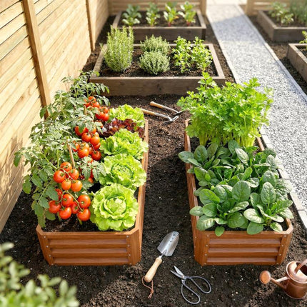 Galvanized Raised Garden Bed, 4 feet x 2 feet x 1 feet Metal Planter Box, for Growing Vegetables, Flowers, Herbs, Succulents, Brown