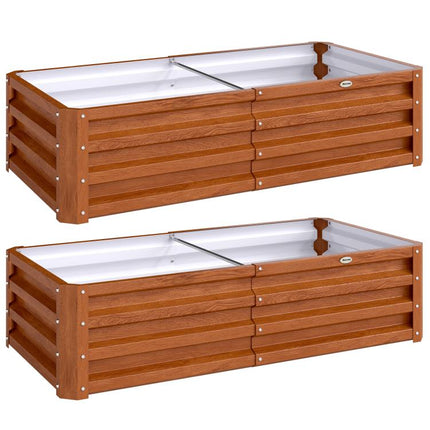 Galvanized Raised Garden Bed, 4 feet x 2 feet x 1 feet Metal Planter Box, for Growing Vegetables, Flowers, Herbs, Succulents, Brown