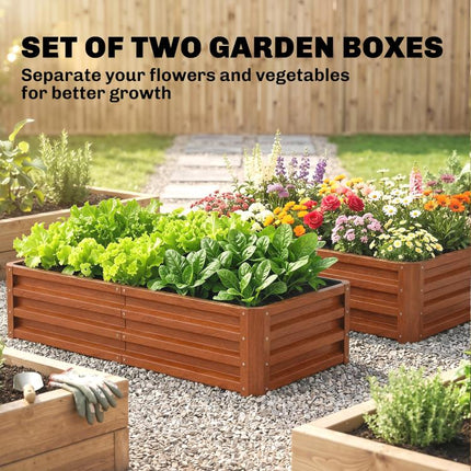 Galvanized Raised Garden Bed, 4 feet x 2 feet x 1 feet Metal Planter Box, for Growing Vegetables, Flowers, Herbs, Succulents, Brown