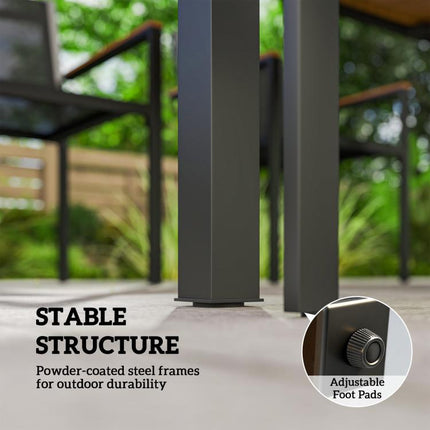 Outdoor Dining Set for 4, Patio Table and Chairs Set with 59 inch Rectangle Acacia Wood Table and 352 LBS Stackable Chairs